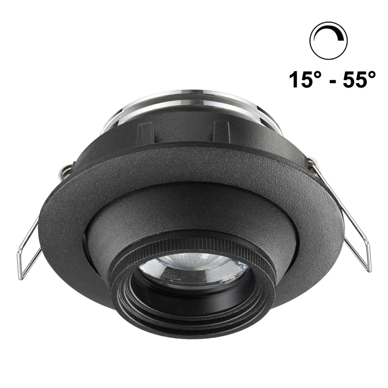 358444 SPOT NT20 222 черный Встраиваемый св-к DIM (угол рассеивания 15°~55°) IP20 LED 4000К 8W HORN